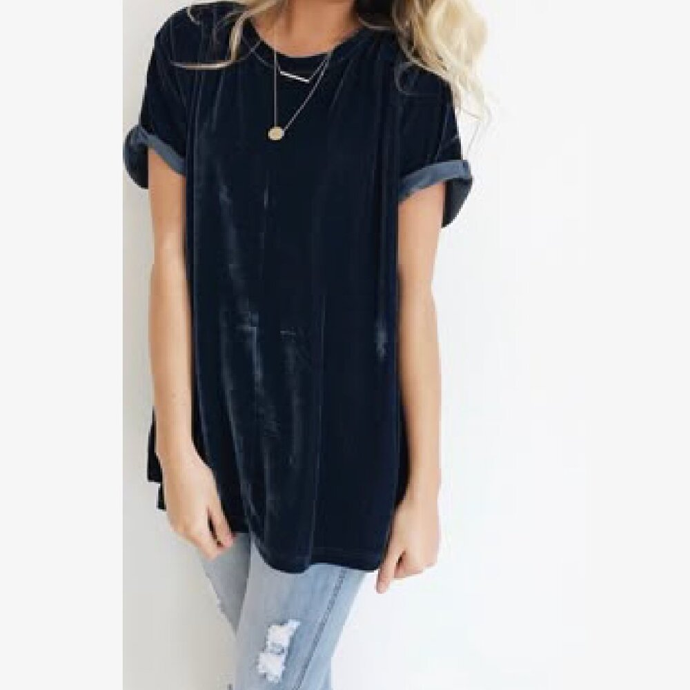 Wishlist Velvet Navy Blue Top, Size L